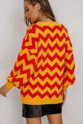Tunika-Pullover mit Chevron-Laternenärmeln